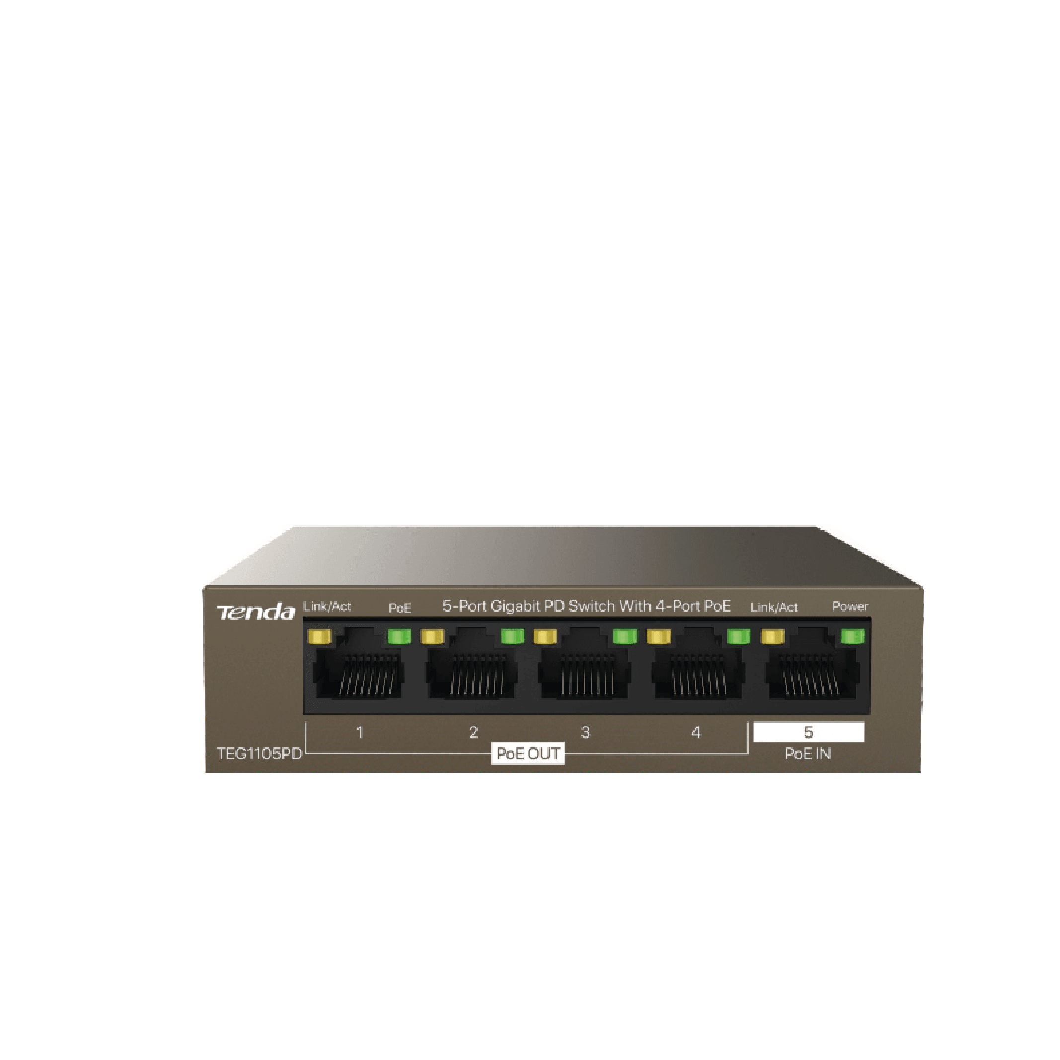 Switch Gigabit PD con 4 Puertos PoE Tenda TEG1105PD