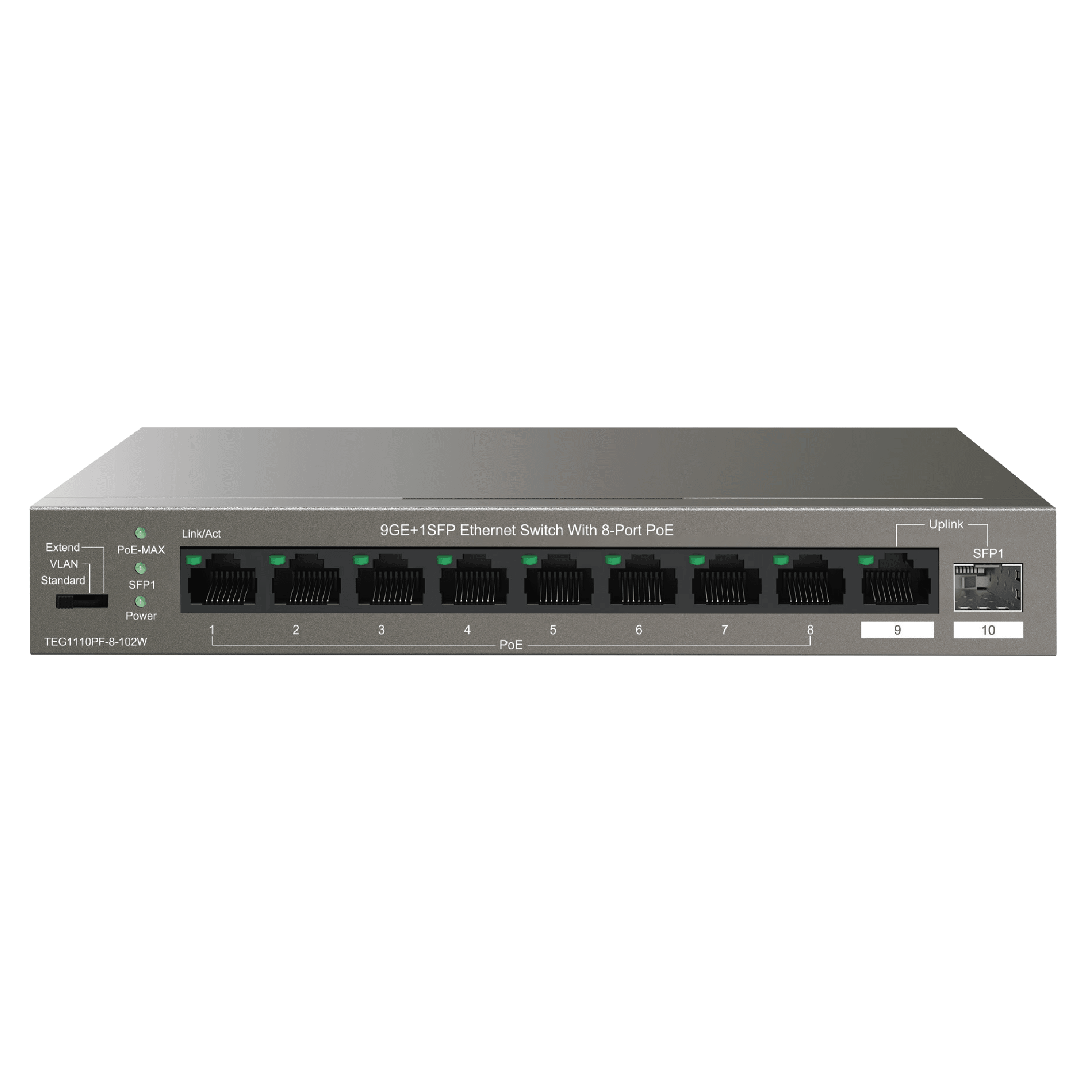 Switch Gigabit PoE 8 Puertos + SFP Tenda TEG1110PF